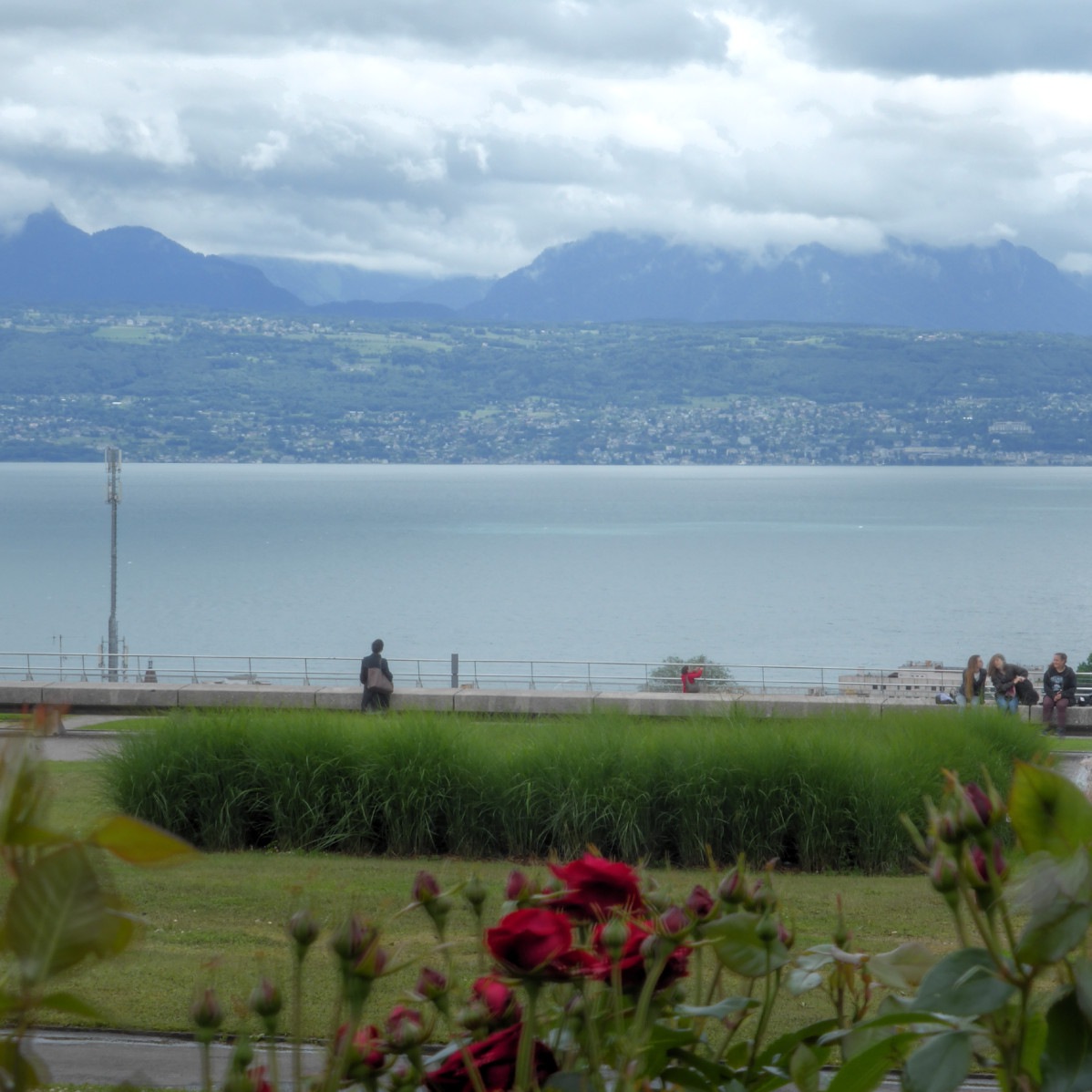 Wolken, Berge, See, Grünzeug (v.o.n.u.)